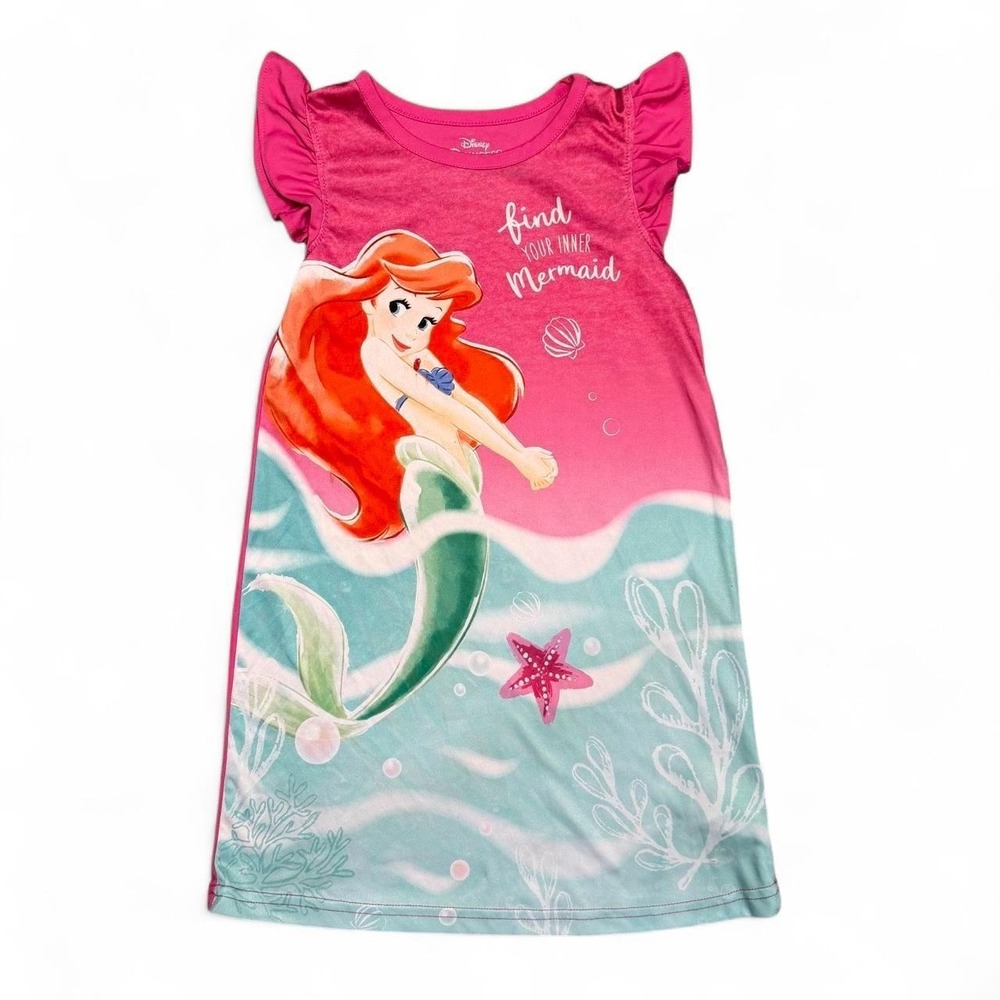 Disney Princess Ariel pink shirt sleeve nightgown Size 6